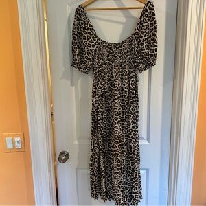 H&M Leopard Print Midi Dress